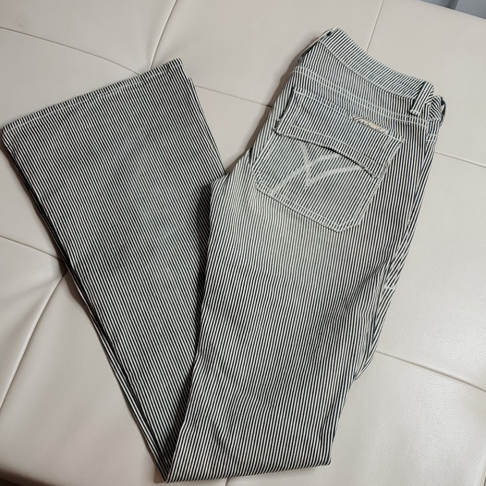 No offer ignored William Rast Black and White Striped Flare Jeans